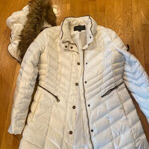 Marc New York. White womens coat. Removable hood.
